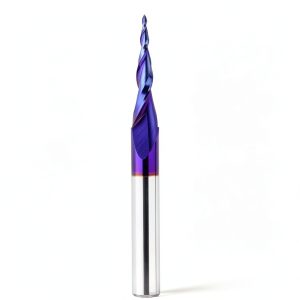 CNC Router Bits 1/4" Shank 1/32" Tip Diameter 2D&3D Carving 6.2 Deg Tapered Angle Ball Nose Solid Carbide Spiral End Mill for Wood Carving Engraving-0