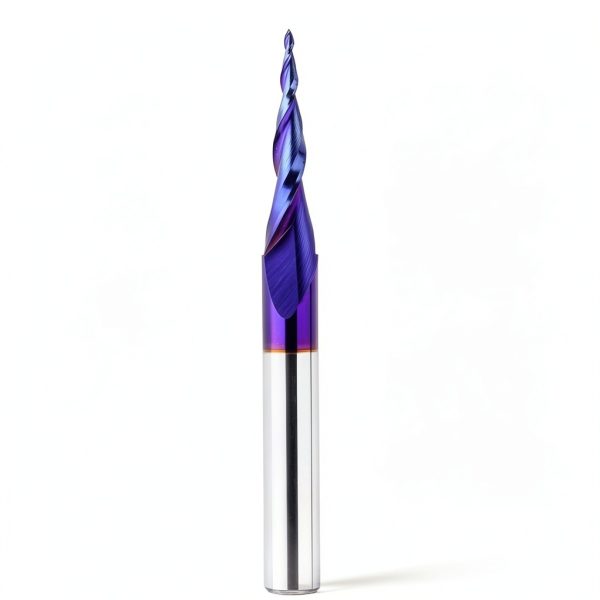 CNC Router Bits 1/4" Shank 1/32" Tip Diameter 2D&3D Carving 6.2 Deg Tapered Angle Ball Nose Solid Carbide Spiral End Mill for Wood Carving Engraving-0