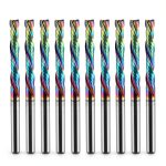 HOZLY 1/8" Shank Compression CNC Router Bits Spiral End Mill 10PCS DLC-0