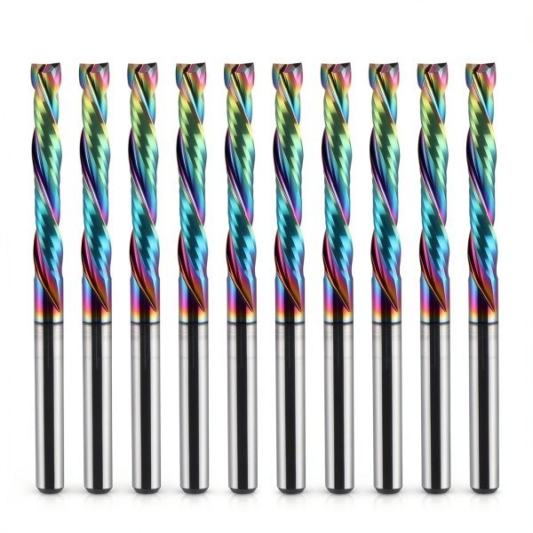 HOZLY 1/8" Shank Compression CNC Router Bits Spiral End Mill 10PCS DLC-0