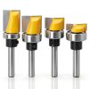Yakamoz 4Pcs 1/4 Inch Shank Hinge Mortising Flush Trim Template Router Bit Set with Ball Bearing Carbide Tipped Router Bits Wood Milling Cutter Tool-0