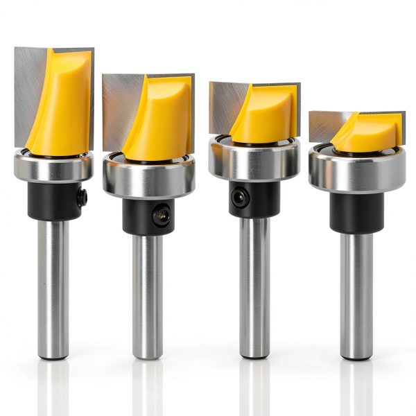 Yakamoz 4Pcs 1/4 Inch Shank Hinge Mortising Flush Trim Template Router Bit Set with Ball Bearing Carbide Tipped Router Bits Wood Milling Cutter Tool-0