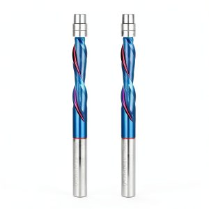 Flush Cut Trim Router Bits 1/4" Shank Nano Blue Coated by Jiiolioa-0