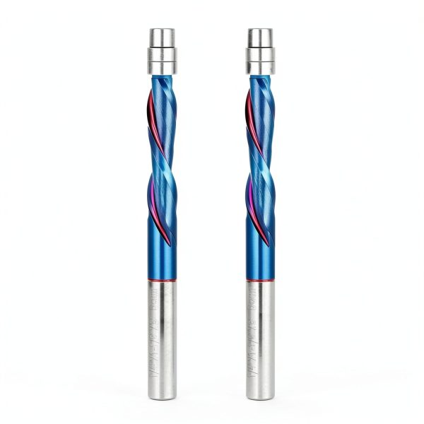 Flush Cut Trim Router Bits 1/4" Shank Nano Blue Coated by Jiiolioa-0