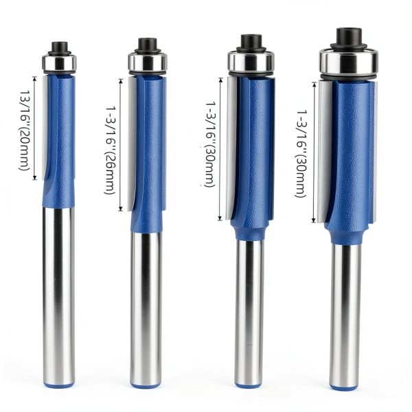 Flush Trim Router Bit Set 4PCS 1/4" Shank Top Bearing - Wolfride-1