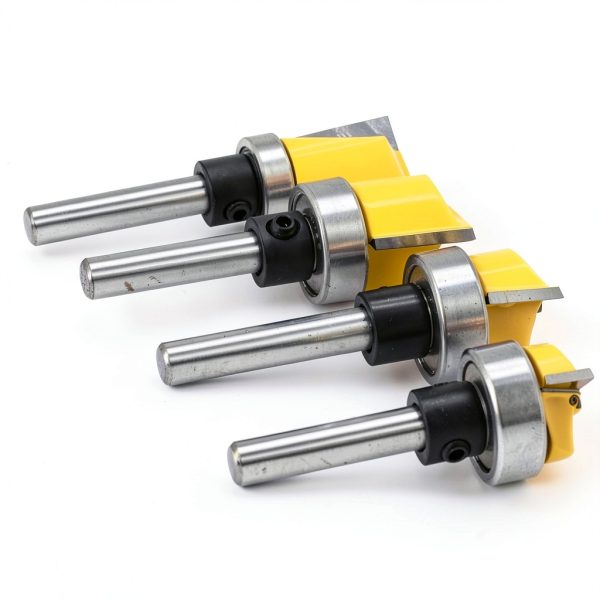 Yakamoz 4Pcs 1/4 Inch Shank Hinge Mortising Flush Trim Template Router Bit Set with Ball Bearing Carbide Tipped Router Bits Wood Milling Cutter Tool-6