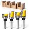 Yakamoz 4Pcs 1/4 Inch Shank Hinge Mortising Flush Trim Template Router Bit Set with Ball Bearing Carbide Tipped Router Bits Wood Milling Cutter Tool-1