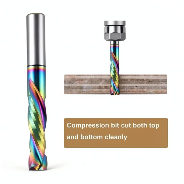 HOZLY 1/8" Shank Compression CNC Router Bits Spiral End Mill 10PCS DLC-4