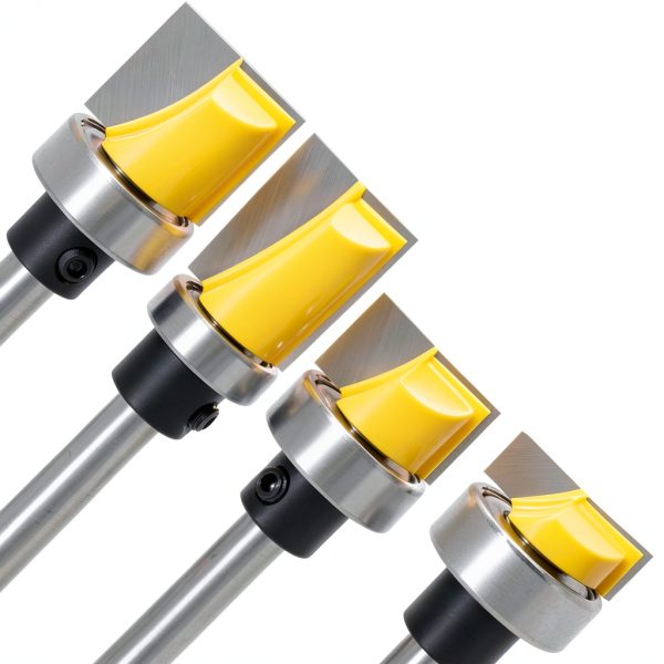 Yakamoz 4Pcs 1/4 Inch Shank Hinge Mortising Flush Trim Template Router Bit Set with Ball Bearing Carbide Tipped Router Bits Wood Milling Cutter Tool-4