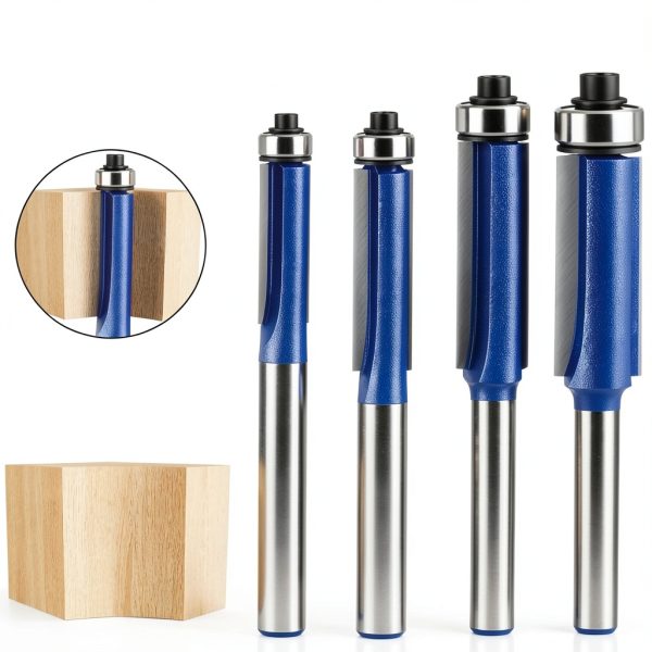 Flush Trim Router Bit Set 4PCS 1/4" Shank Top Bearing - Wolfride-2